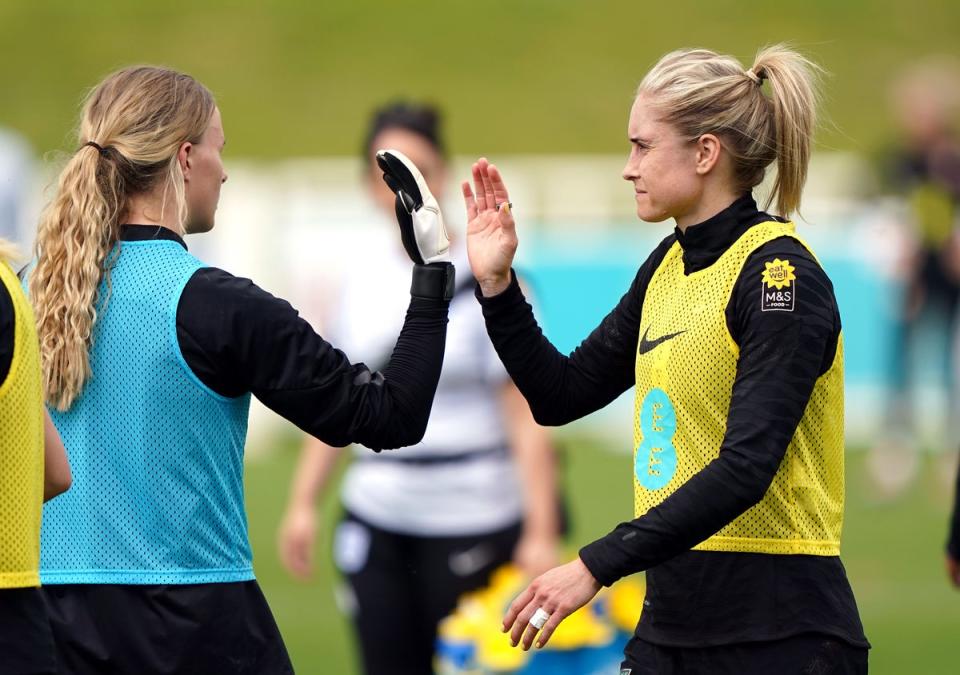 Steph Houghton, right, is stepping up her training with England Women at St George’s Park (Joe Giddens/PA) (PA Wire)