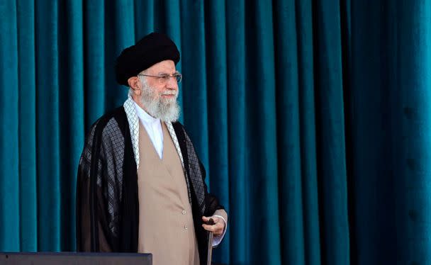 PHOTO: Iranian supreme leader, Supreme Leader Ayatollah Ali Khamenei attends a graduation ceremony of a group of armed forces cadets, at the police academy in Tehran, Iran, Oct. 3, 2022. (Office of the Iranian Supreme Leader via AP)