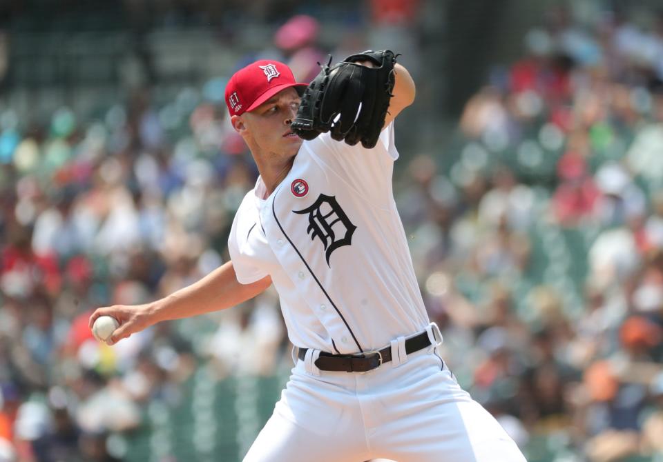 Detroit Tigers starter Matt Manning pitches against the Chicago White Sox during the second inning at Comerica Park in Detroit, Sunday, July 4, 2021.