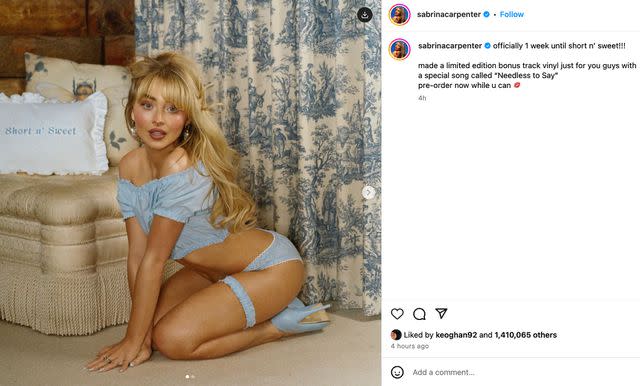 <p>Sabrina Carpenter/Instagram</p> Barry Keoghan likes Sabrina Carpenter's Instagram post