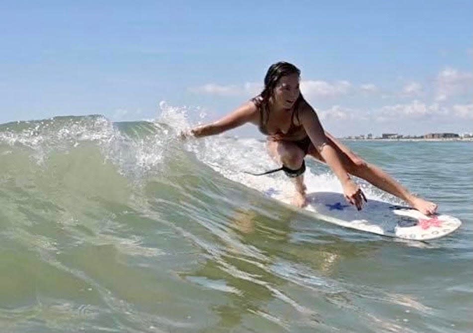 Fiona Sargente of Palm Bay claimed the top prize in the women’s 18-39 division during the USA Surfing Longboard Championships in Oceanside, California, on June 17, 2022.