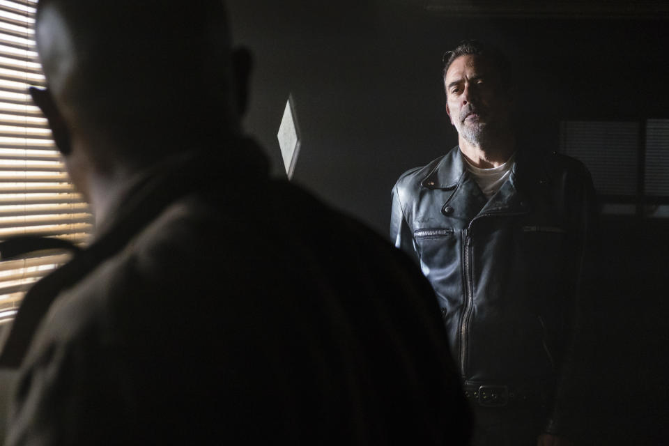 Jeffrey Dean Morgan as Negan and Seth Gilliam as Father Gabriel in<em> The Walking Dead</em> (Photo Credit: Gene Page/AMC)