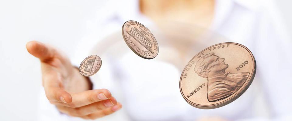 Woman tosses away pennies