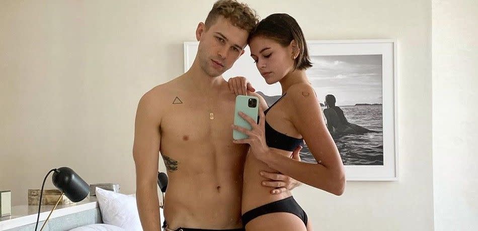 Kaia Gerber takes a selfie in a bikini with Tommy Dorfman