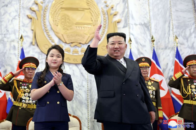 The civil defense military parade commemorating the 75th anniversary of the founding of the Democratic People's Republic of Korea is held in Pyongyang