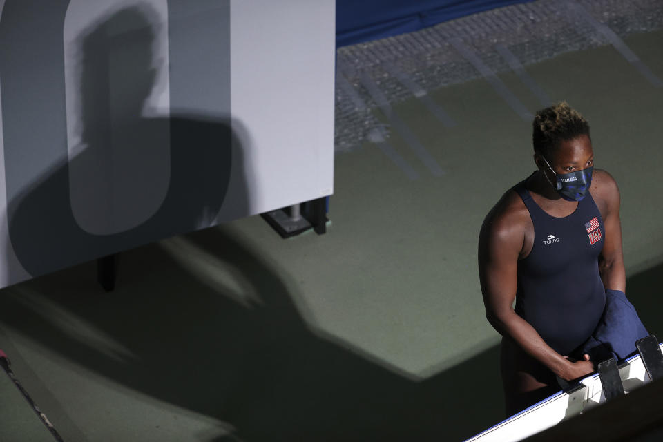 Ashleigh Johnson has studied up on the history of segregation with regard to water and pool access, and wants to cast a long shadow with her knowledge and insight. (Photo by Maddie Meyer/Getty Images)