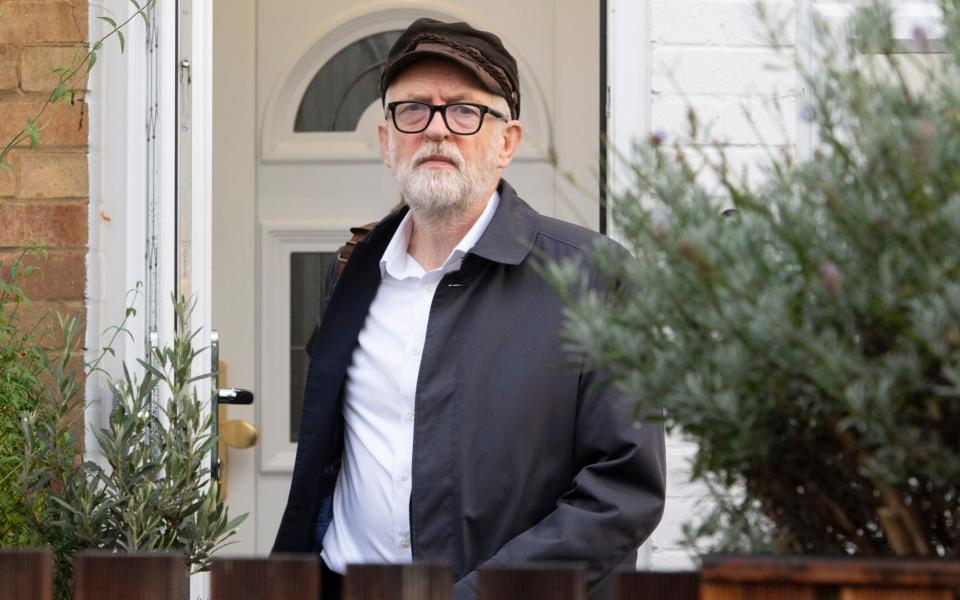 Sir Keir Starmer is under pressure to withhold the whip from Jeremy Corbyn, who is pictured outside his home in London - Geoff Pugh