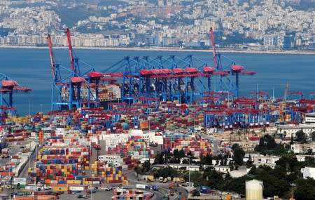 A view of containers at Beirut's port