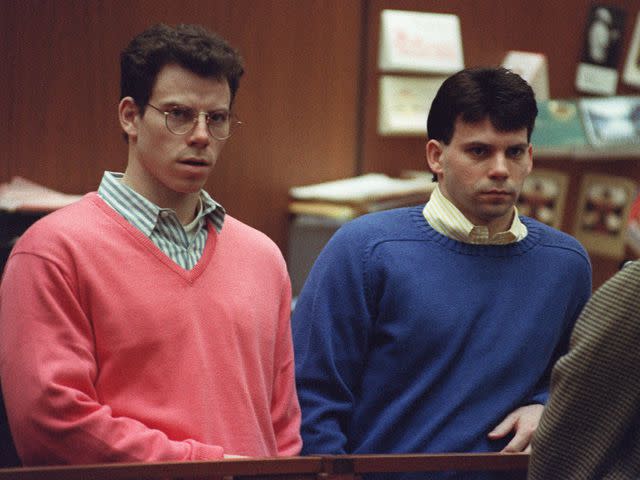 <p>VINCE BUCCI/AFP/Getty</p> Erik and Lyle Menendez pre-trial hearing, on December 29, 1992 in Los Angeles.