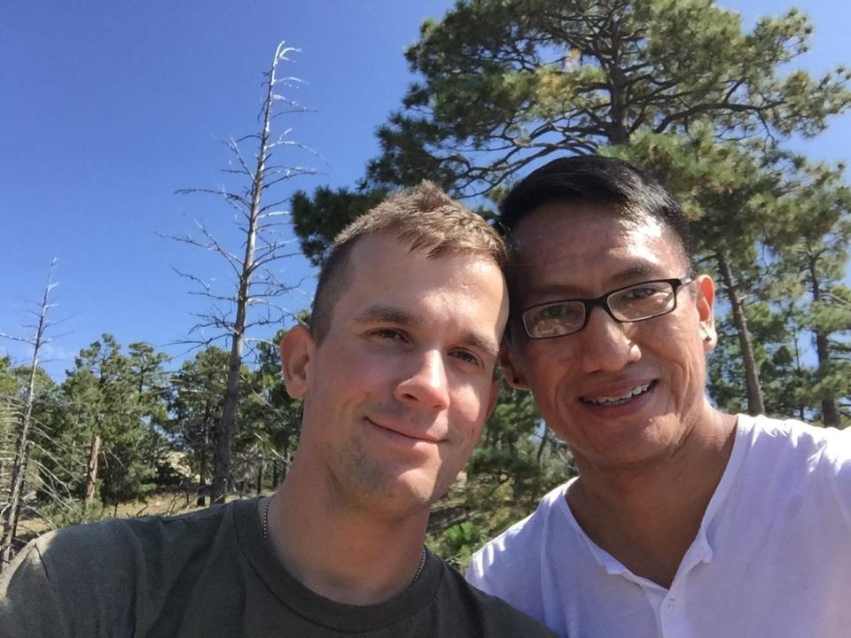 The couple on a hike up Mount Lemmon near Tucson, Arizona. 