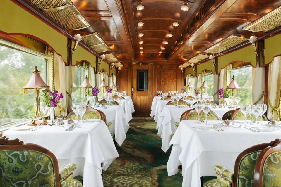 The Adisorn Dining car, one of two dining cars on the train. (Photo: Ludovic Balay)