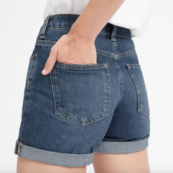 Denim short in "vintage dark blue." Get it <a href="https://www.everlane.com/products/womens-denim-short-vintagedarkblue?collection=womens-jeans" target="_blank">here</a>, $58.