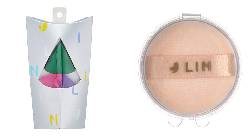 開架刷具品牌J-LIN推出的「三角粉撲」、「小蜜粉撲 」採用日韓共同研發的新技術絲絨面料，更加柔軟親膚。(圖片來源：J-LIN)