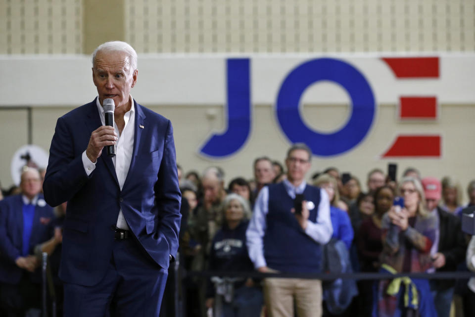 Democratic presidential candidate, former Vice President Joe Biden speaks at a campaign event, Monday, Feb. 24, 2020, in Charleston, S.C. (AP Photo/Patrick Semansky)