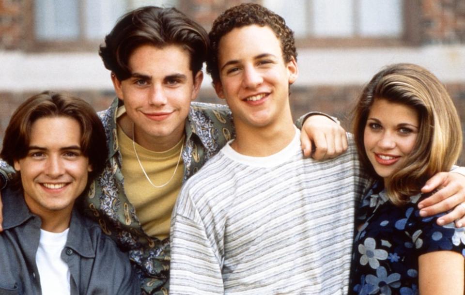BOY MEETS WORLD, from left: Will Friedle, Rider Strong, Ben Savage, Danielle Fishel, 1993-2000.   ©ABC / Courtesy Everett Collection