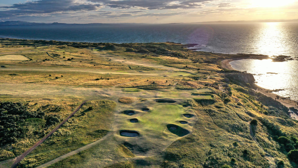 Gullane Golf Club No.1 course and the coastline from above