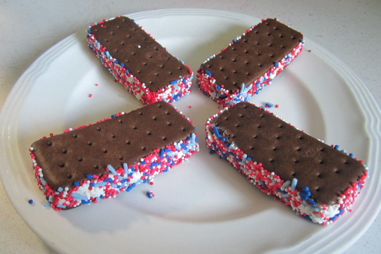 red white blue sprinkled ice cream sandwiches