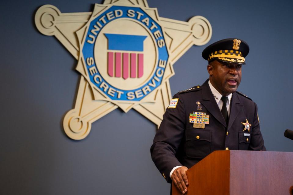 Chicago Police Superintendent Larry Snelling speaks during a Democratic National Convention security briefing on July 25 in Chicago. The city has created a new court to handle the expected mass arrests during the Democratic National Convention (Getty Images)