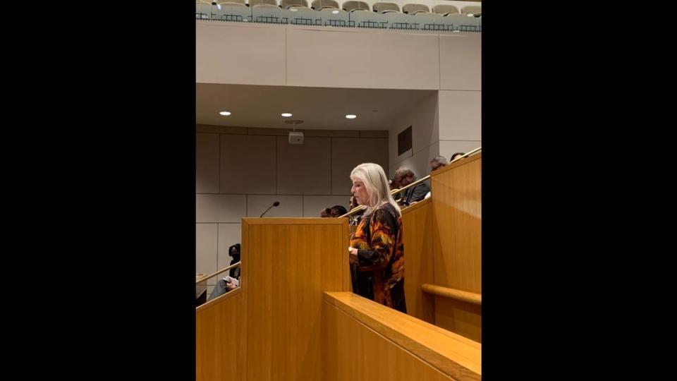 County Manager Dena Diorio presenting the fiscal year 2024 budget to Mecklenburg Commissioners on Thursday, May 18, 2023.