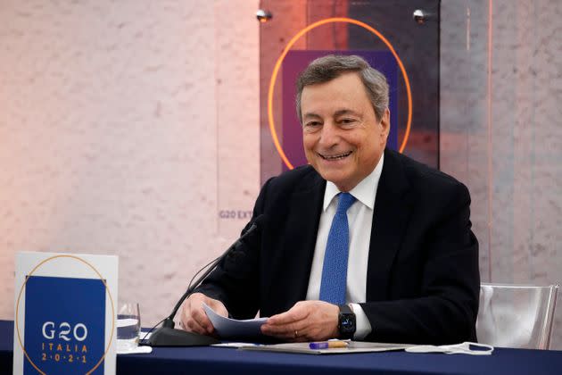 The Prime Minister, Mario Draghi, at the end of the extraordinary conference of the G20 leaders on Afghanistan, held a press conference at the multifunctional hall of Palazzo Chigi. Rome (Italy), October 12th, 2021 (Photo by Massimo Di Vita/Archivio Massimo Di Vita/Mondadori Portfolio via Getty Images) (Photo: Mondadori Portfolio via Getty Images)