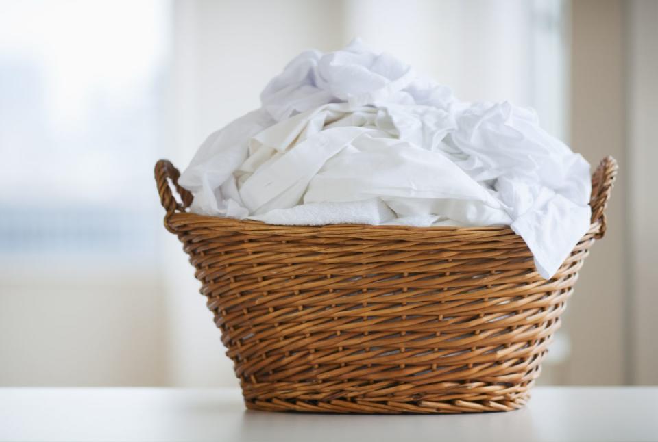 studio shot of laundry basket