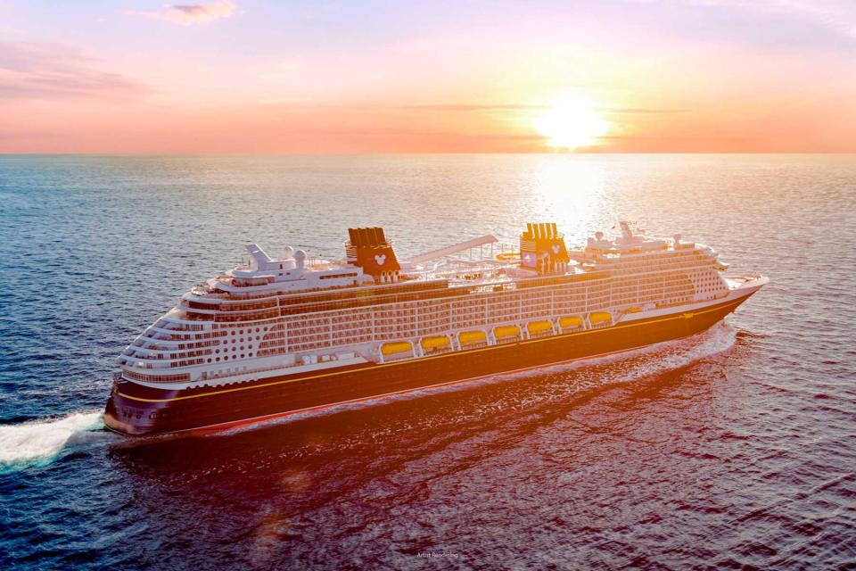 A Disney cruise ship on open water