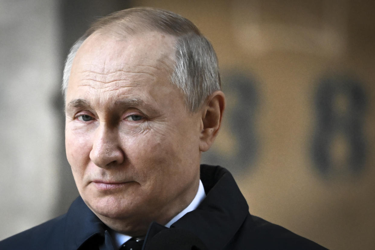 FILE - Russian President Vladimir Putin watches as he visits the construction site of the National Space Agency on the premises of the Khrunichev State Research and Production Space Centre in Moscow, Russia, on Feb. 27, 2022. Putin is raising fears that he has become more reckless, more committed to restoring the USSR, perhaps more likely to set off a world-altering war. There's no way to determine from a distance whether the Russian president is becoming unstable or if he is simply preying on the West's fears. (Sergei Guneyev, Sputnik, Kremlin Pool Photo via AP)