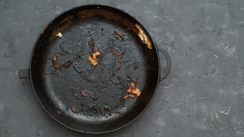 Dirty cast iron pan