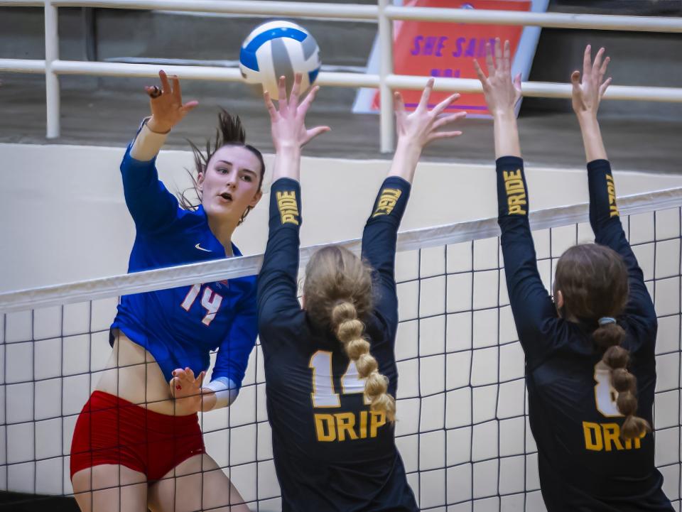 Westlake outside hitter Allie Hudgins slammed 466 kills this season as a freshman, earning her Central Texas newcomer of the year honors.