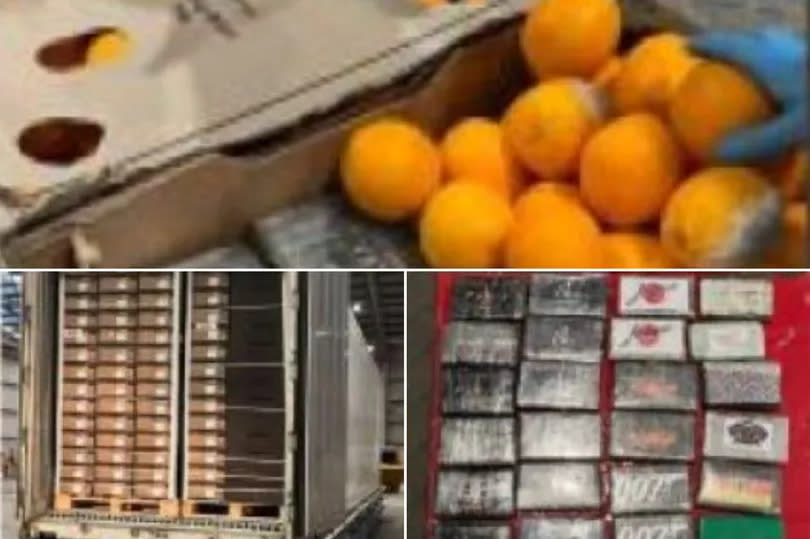 Police also discovered cocaine hidden in a shipment of oranges from South Africa -Credit:CPS