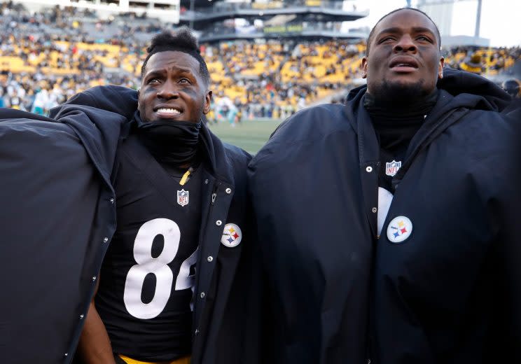Antonio Brown (L) and Le'Veon Bell put on quite a show on Sunday. (Getty Images) 