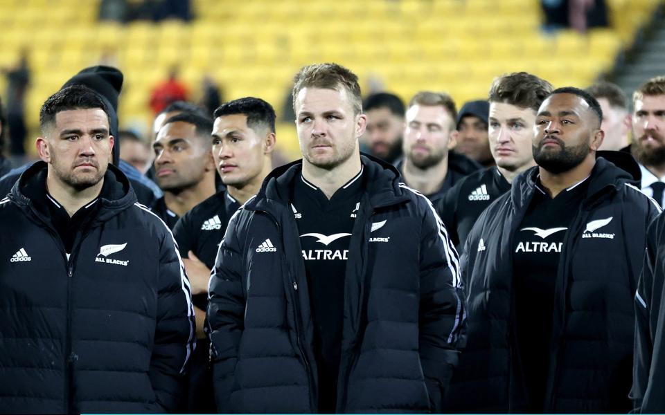 Sam Cane of the New Zealand All Blacks looks on dejected following the International Test match between the New Zealand All Blacks and Ireland at Sky Stadium on July 16, 2022 in Wellington, New Zealand - Getty Images AsiaPac 