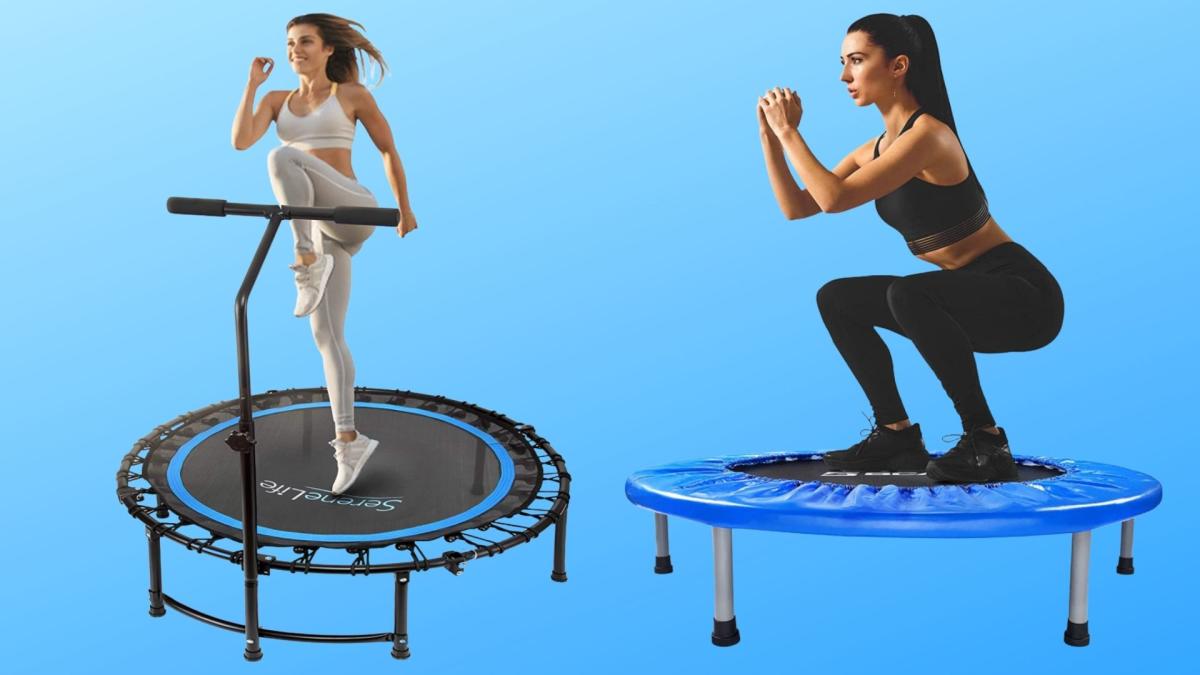 50 Spring-less Fitness Trampoline Hexagon Exercise Rebounder, 3-Level  Adjustable Foam Handle – MARNUR