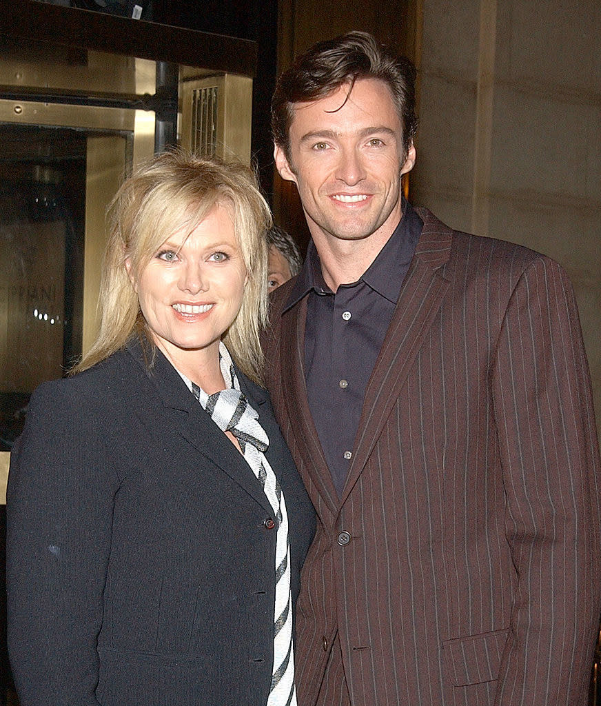 Deborra-Lee and Hugh smiling together