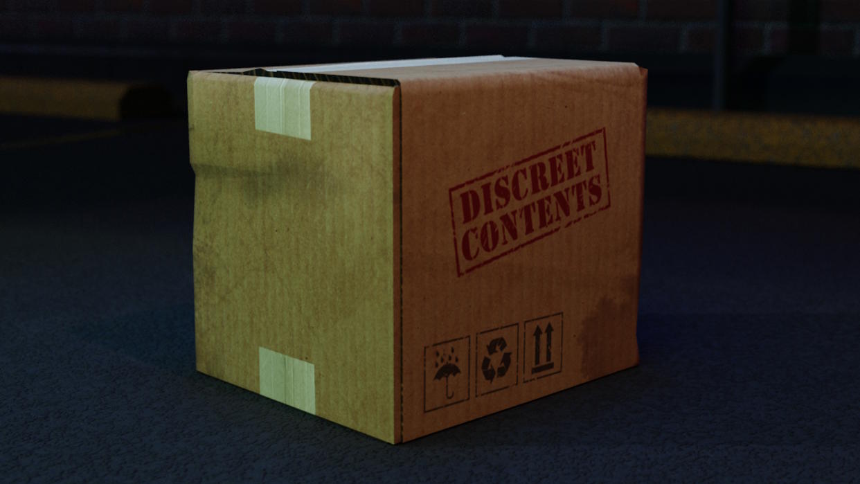  Jackbox Naughty Pack key art - a plain brown package labelled "discreet contents". 