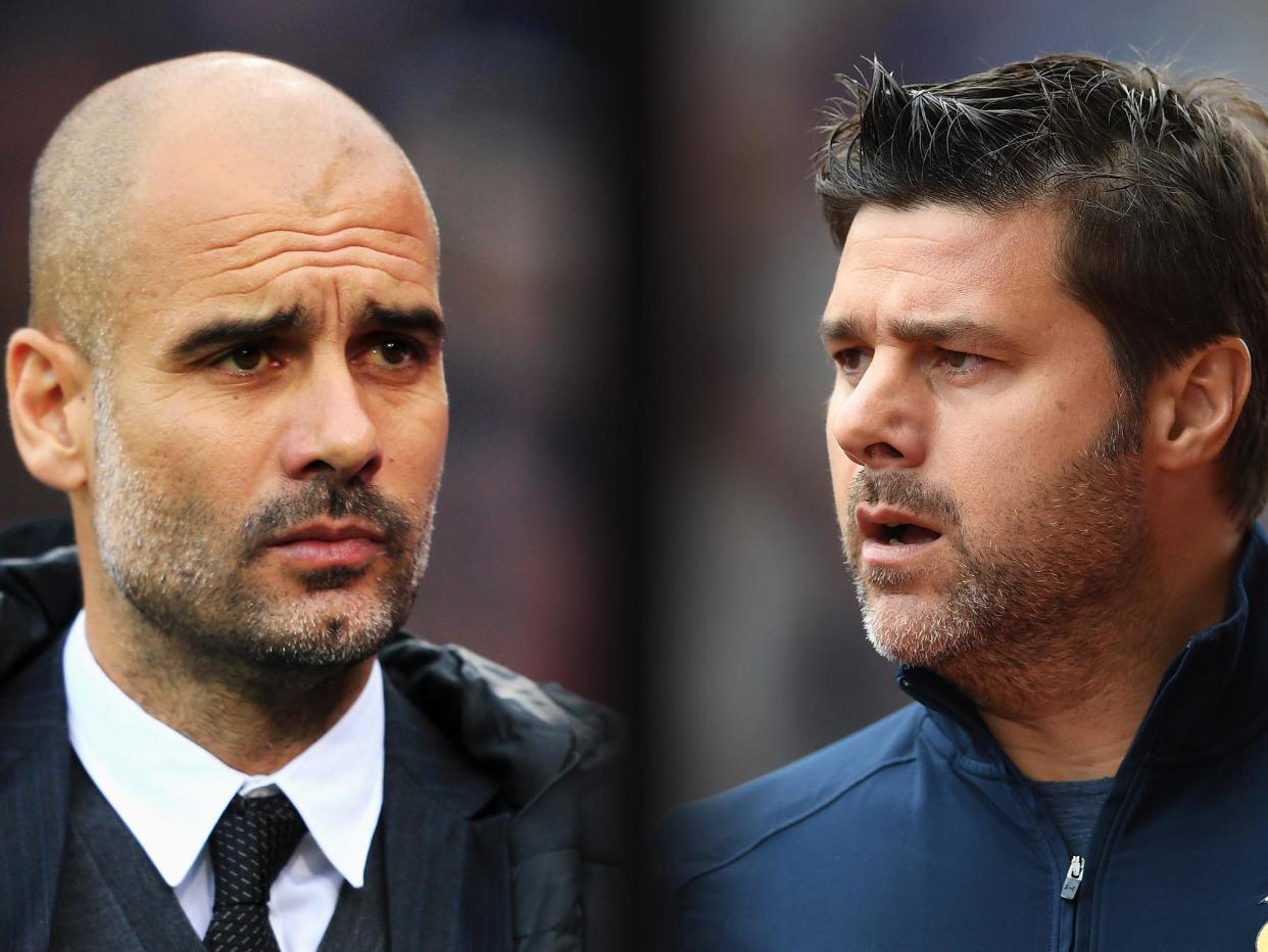 Guardiola and Pochettino's will clash in Saturday's evening kick-off: Getty Images