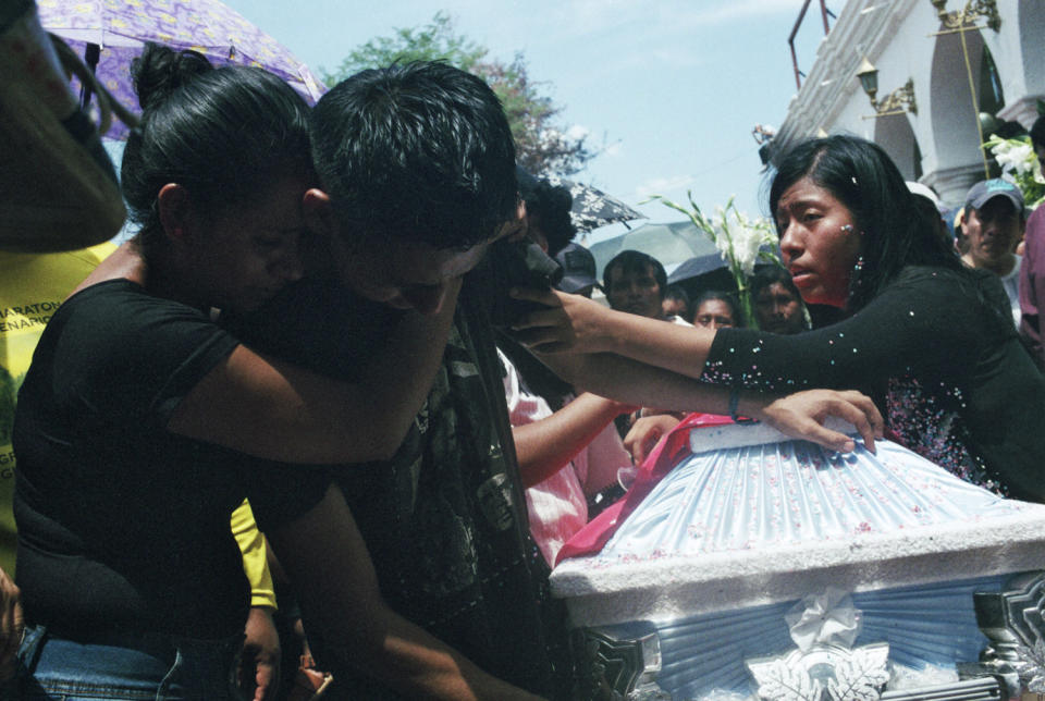 Funeral of Antonio Vivar D&iacute;az, a student teacher and local leader in the movement for the 43 missing students. Vivar D&iacute;az was shot by a policeman during a confrontation on state election day in Tlapa, Guerrero.