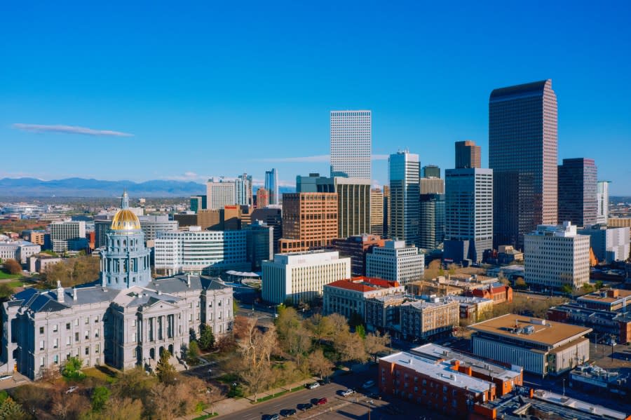 Aerial view of Denver downtown