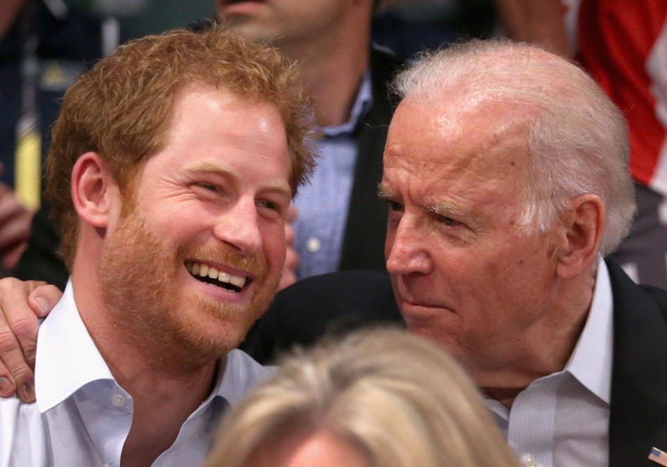 Prince Harry and Joe Biden at the Invictus Games in 2016