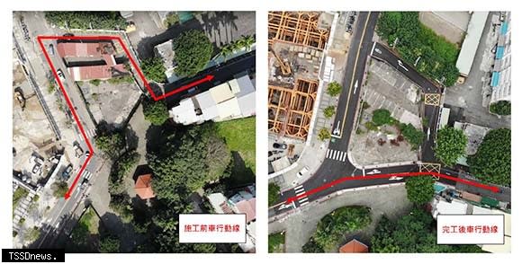 行車動線調整讓居民免去繞道之苦也提升通學安全。（圖:板橋區公所提供）