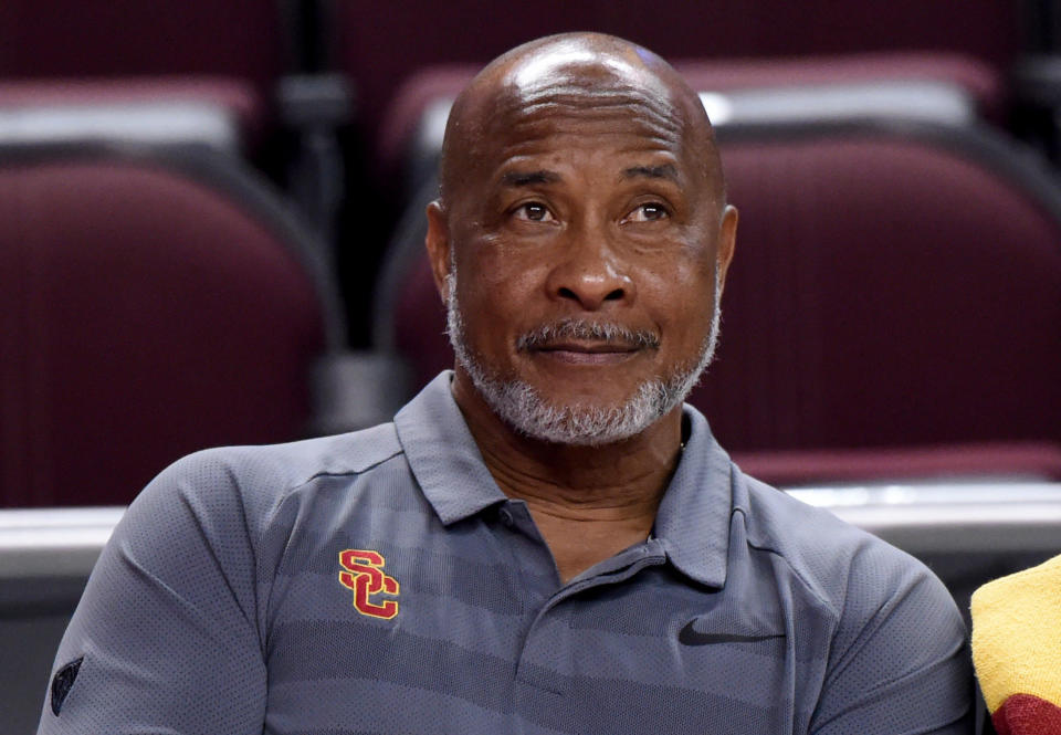 LOS ANGELES, CA - JANUARY 19:  USC Trojans Athletic Director Lynn Swann in the first half of a NCAA basketball game between the USC Trojans and the UCLA Bruins at the Galen Center on Saturday, January 19, 2019 in Los Angeles, California. (Photo by Keith Birmingham/MediaNews Group/Pasadena Star-News via Getty Images)