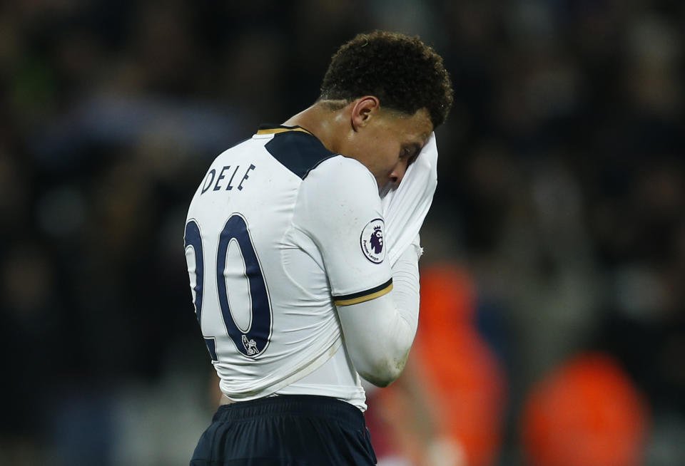 Tottenham's Dele Alli looks dejected after the match
