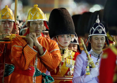 Queen Suthida is seen during the coronation procession for Thailand's newly crowned King Maha Vajiralongkorn, in Bangkok, Thailand May 5, 2019. REUTERS/Jorge Silva