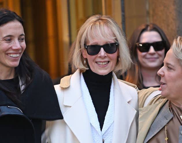 E. Jean Carroll is seen leaving Manhattan Federal Court in January after winning an $83 million payout from Trump.