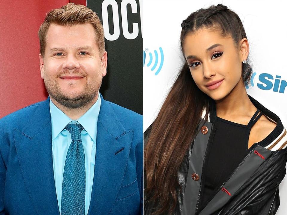 James Corden and Ariana Grande