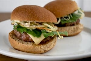 Easy Sliders with Caramelized Onions and Horseradish Mayo