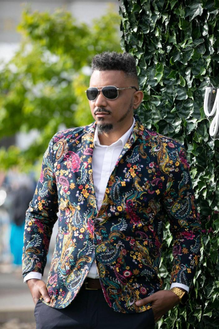 Brandon Garrett found his paisley print jacket on Amazon after getting last minute tickets to the May 6, 2023 Kentucky Derby.  Amy Wallot