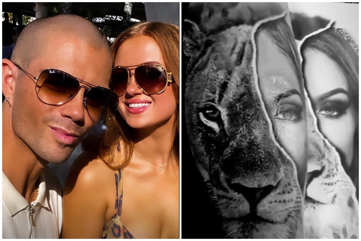 Max George has got a tattoo of new girlfriend Masie Smith’s face on his arm  (ES Composite)