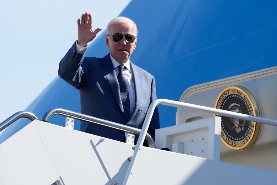 Biden boards Air Force One in Maryland (AP)