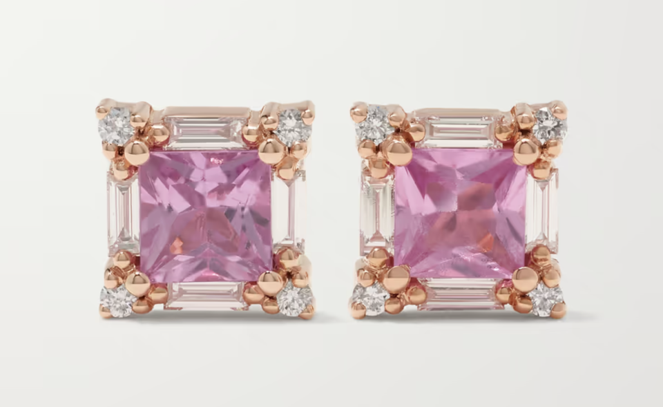 Suzanne Kalan 18-karat rose gold, sapphire and diamond earrings (Photo: Net-A-Porter)

